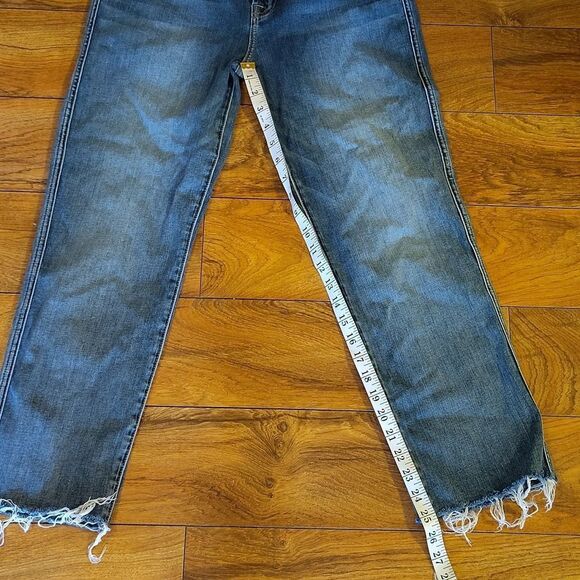 7 For All Mankind b(air) Edie High Waist Straight Leg Frayed Hem Jeans Size 31 - Picture 15 of 15